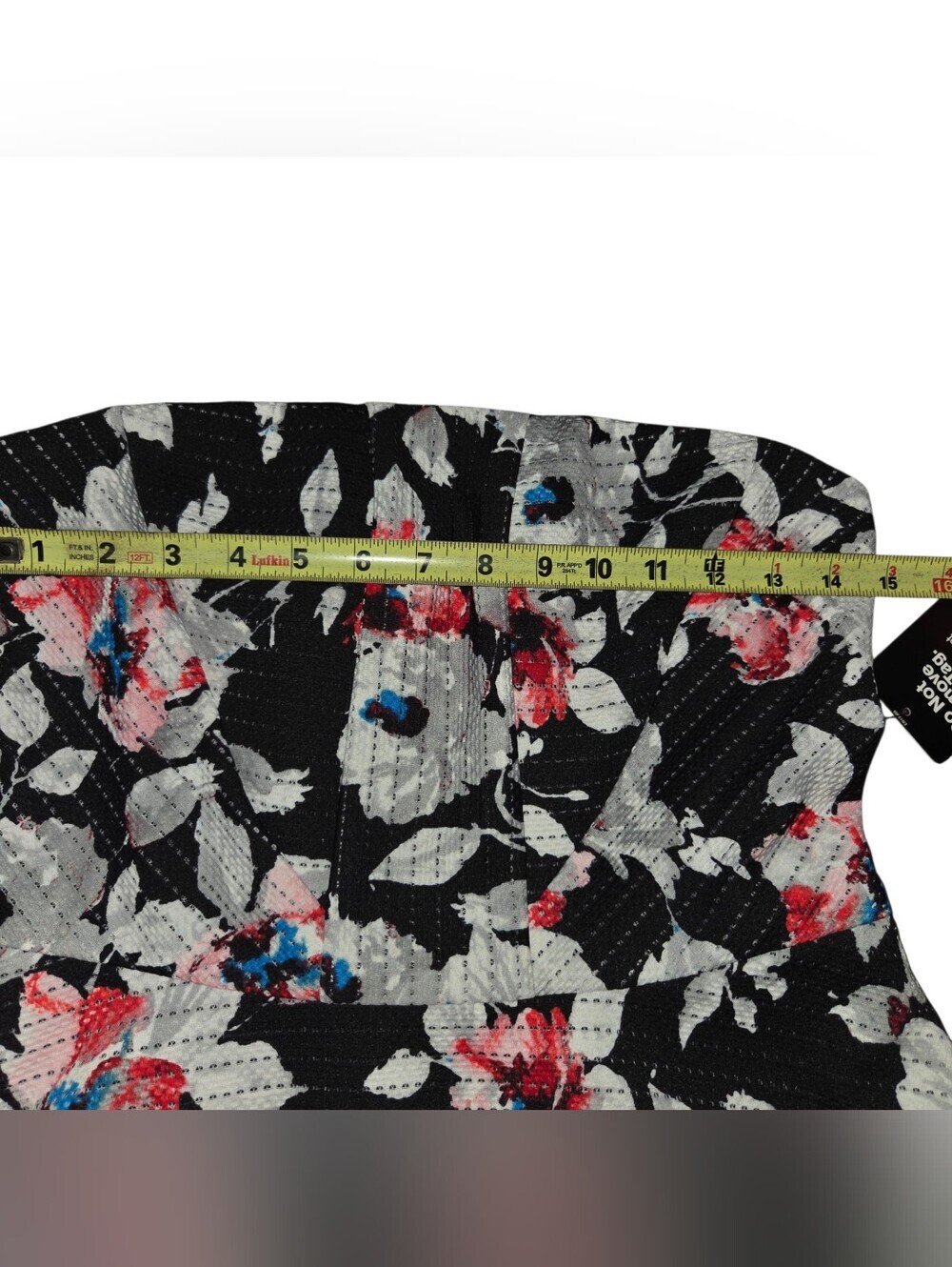 Strapless Black Floral Fit & Flare Dress - Picture 3 of 10
